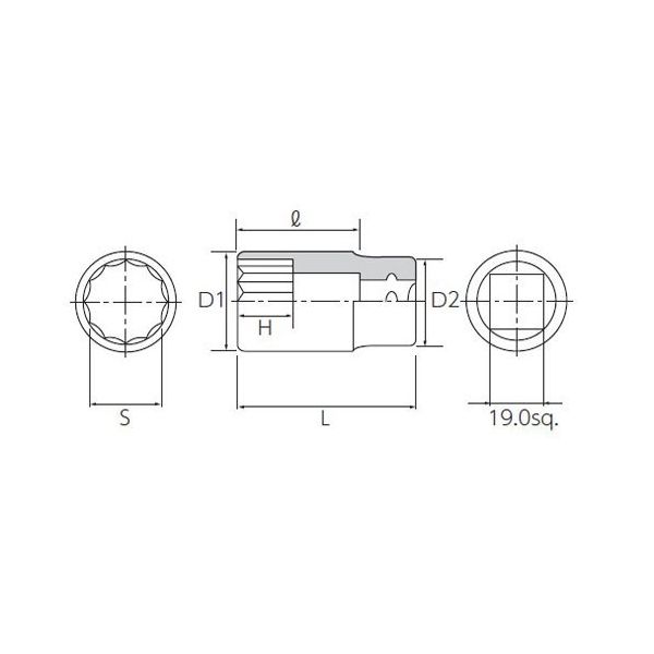 エスコ 3/4”DRx55mm ディープソケット EA618SE-55A 1個（直送品