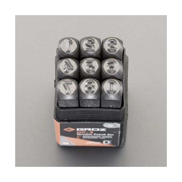 エスコ 10mm(3/8” )/ 9本組 数字刻印セット EA591GA-10 1セット