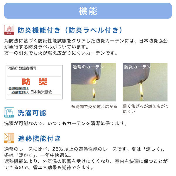 【5cm単位】オフィス・公共施設・ご住宅に｜サンゲツ高機能レースカーテン幅150cmｘ丈184cm1枚（直送品）