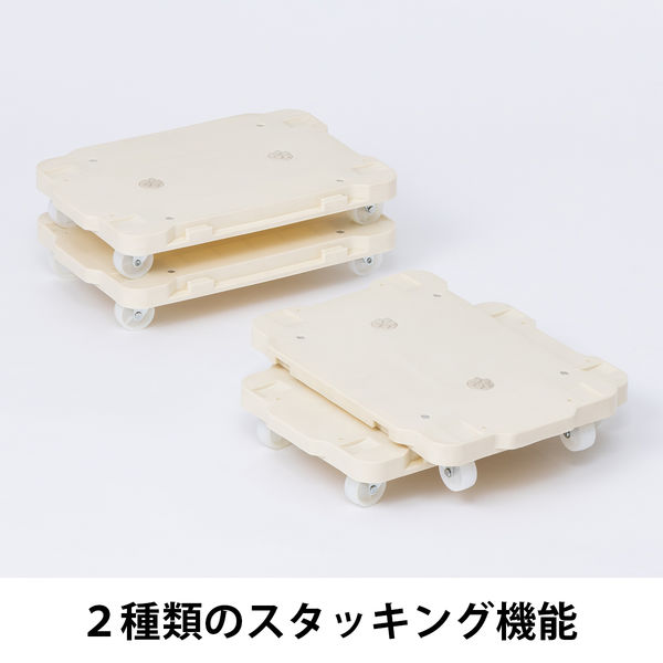 現場のチカラ ミニ連結平台車 ナイロンキャスター仕様 白 耐荷重100kg