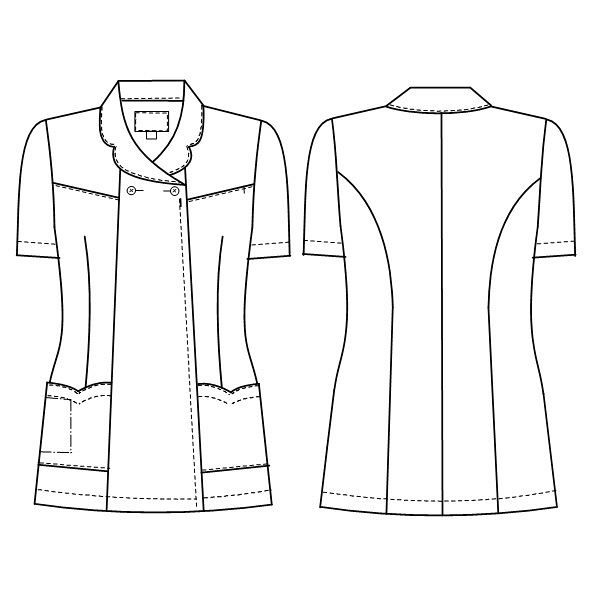 ナガイレーベン 女子上衣 半袖 グリーン L FY-4582（取寄品