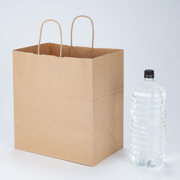 丸紐 クラフト紙手提袋ベーシック 320×350×210 茶 1セット（900枚：300