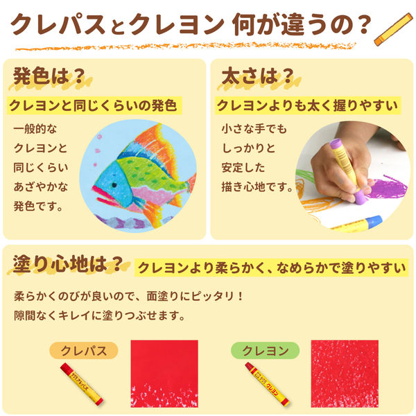 サクラクレパス クレパス 太巻 ゴムひも付き 1セット（12色入