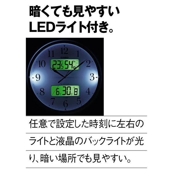 CASIO（カシオ）掛け時計 [電波 ステップ ライト 温湿度 カレンダー 温湿度] 直径350mm ITM-660NJ-8JF 1個 アナログ表示  - アスクル