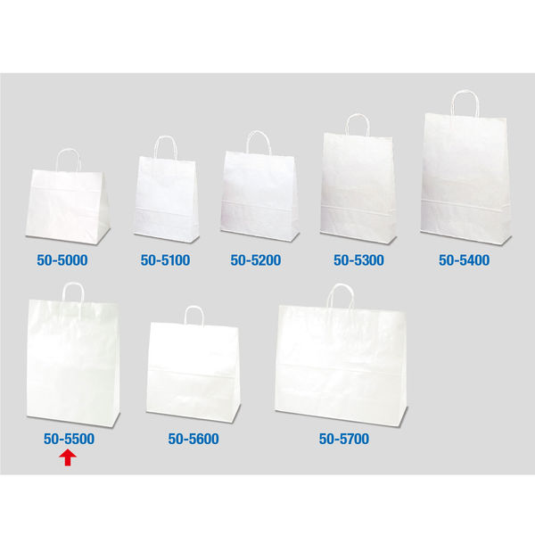 ササガワ 手提げバッグ 特々大 白無地 50-5500 1袋（50枚入）（取寄品 