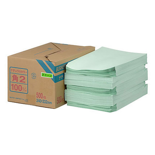 ムトウユニパック ナチュラルカラー封筒 角2（A4） グリーン 500枚