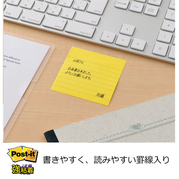 強粘着】ポストイット 付箋 ふせん 罫線入り ラインノート 75×75mm