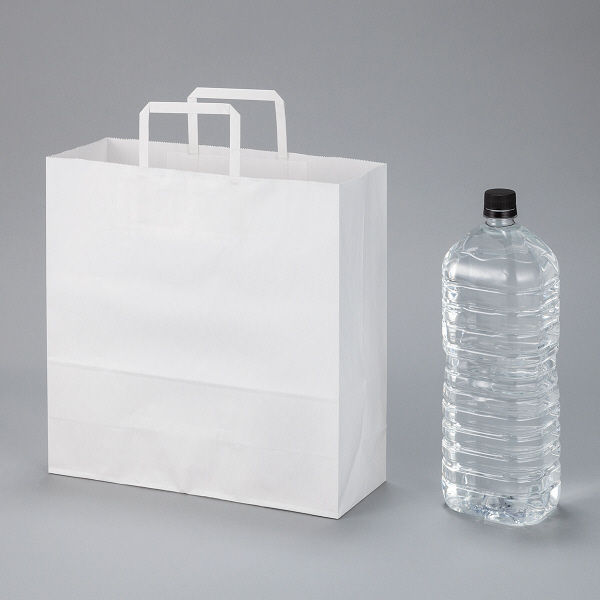 平紐クラフト紙手提袋薄型エコノミー320×320×115 白 1袋（50枚入