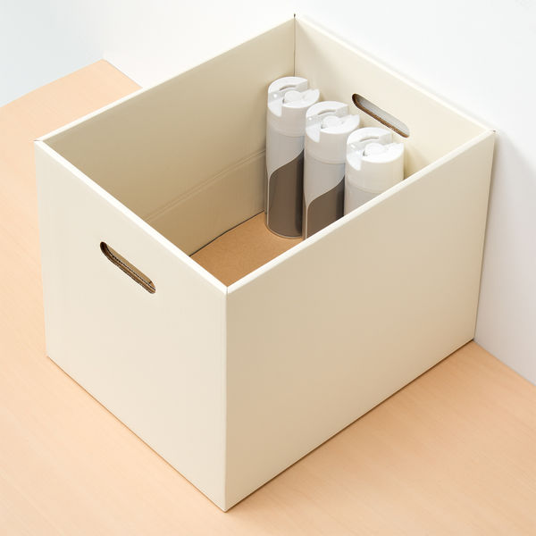 アスクル ダンボール収納ボックス（組立式） L ホワイト 1セット（3個