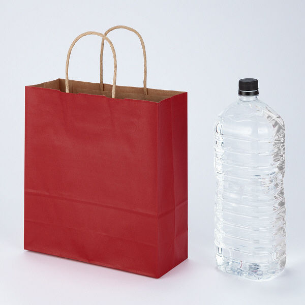 手提げ紙袋 丸紐 ベーシックカラー 赤 S 1箱（300枚） スーパーバッグ