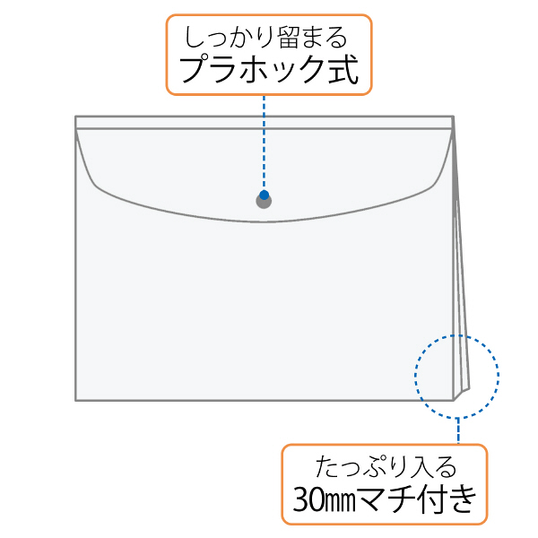 プラス　シンプルワーク　ポケット付エンベロープ　A4ヨコ　マチ付　クリア　透明　3枚入　ファイル　88574