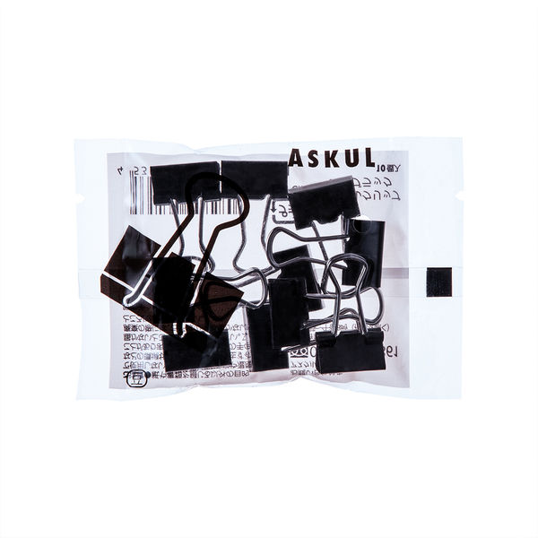 アスクル ダブルクリップ 豆 ブラック 1パック（10個入） 幅15mm オリジナル - アスクル