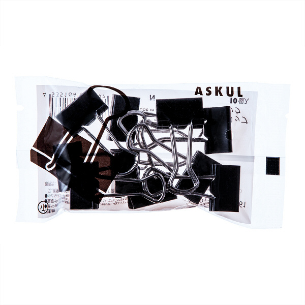 アスクル ダブルクリップ 小 ブラック 1パック(10個入) 幅19mm アスクル ダブルクリップ 小 ブラック 1パック(10個入) 幅19mm