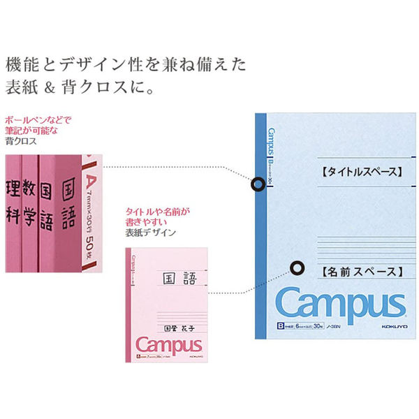 コクヨ キャンパスノート セミB5 A罫7ｍｍ（ミリ） 40枚 5冊パック ノ-4ANX5