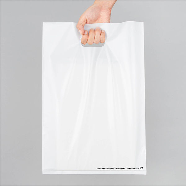 アスクル 小判抜き手提げ袋(印刷あり) ソフトタイプ ホワイト L 1袋