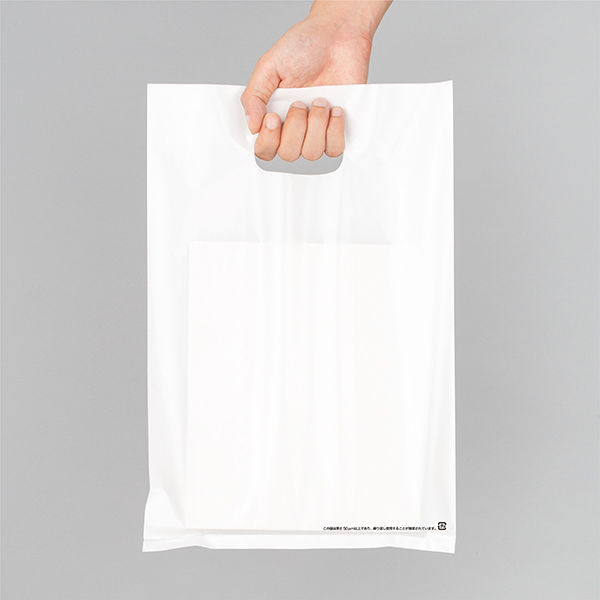 アスクル 小判抜き手提げ袋(印刷あり) ソフトタイプ ホワイト M 1袋
