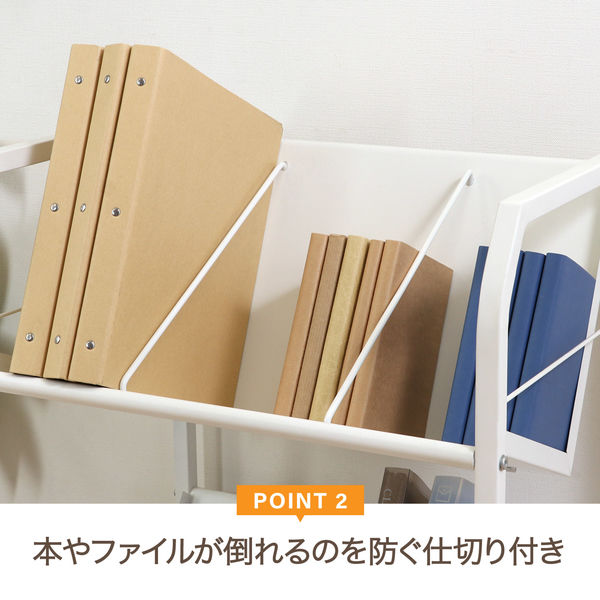 ファイルワゴン2段 ホワイト 幅550×奥行400×高さ700mm 83983 1台