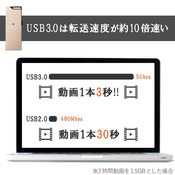 エレコム 高速USB3.0メモリ(スライドタイプ) 64GB ゴールド MF-DAU3064GGD 1個 - アスクル