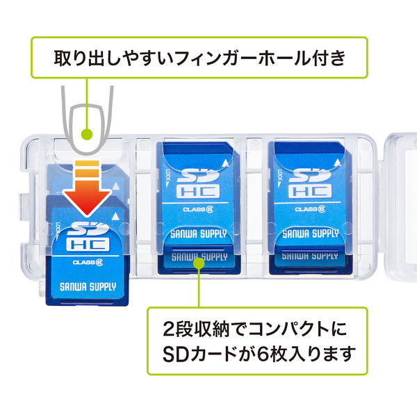 サンワサプライ SDカードケース（6枚収納・クリア） FC-MMC23SDCL 1個