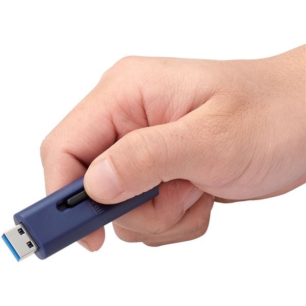 USBメモリ 32GB USB3.2(Gen1) 高速スライド式 ストラップホール付 ブルー MF-SLU3032GBU エレコム 1個 - アスクル