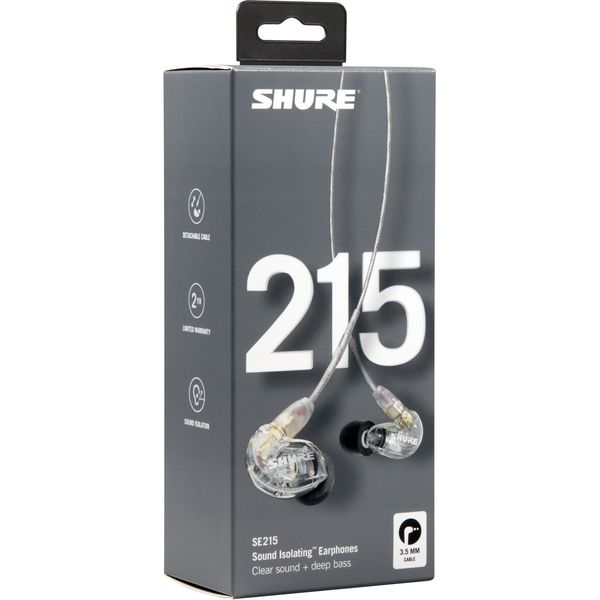 SHURE 高遮音性イヤホン／クリア（ストレートケーブル） SE215-CL-A 1個（直送品）