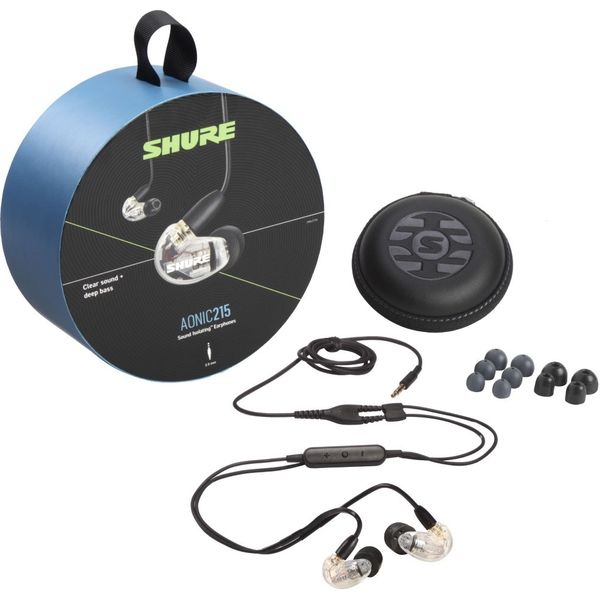 SHURE 高遮音性イヤホン／クリア（リモコンマイク付きケーブル） SE215DYCL+UNI-A 1個（直送品） - アスクル