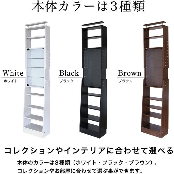 充英アート 天井つっぱり本棚 サブカルラック 鍵付 ガラスディスプレイ