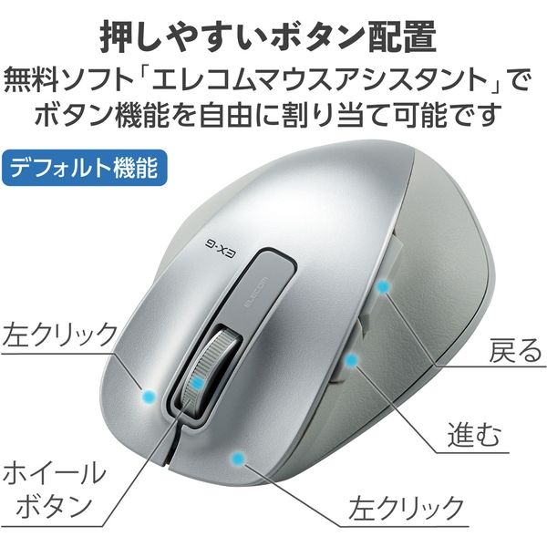 【新品未使用】ワイヤレス5ボタンマウス  エレコム M-PG2DL  グレー 静音 2.4GHz無線マウス 