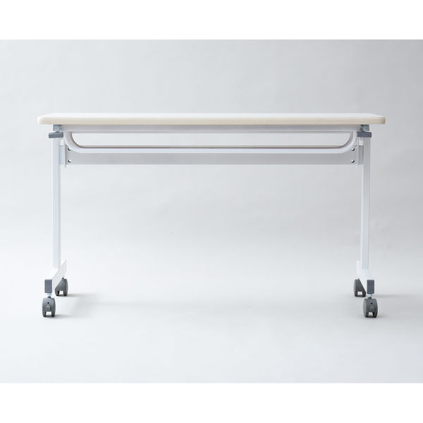 YAMAZEN フラップトップ会議用テーブル 幅1200×奥行450mm 木目ホワイト