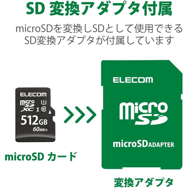 マイクロSDカード 512GB 高速データ転送 読み出し60MB/s 防水 MF