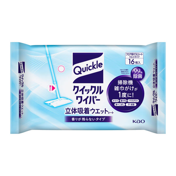 花王 クイックルワイパー 立体吸着ウエットシート 香り残らない 1パック（32枚入）