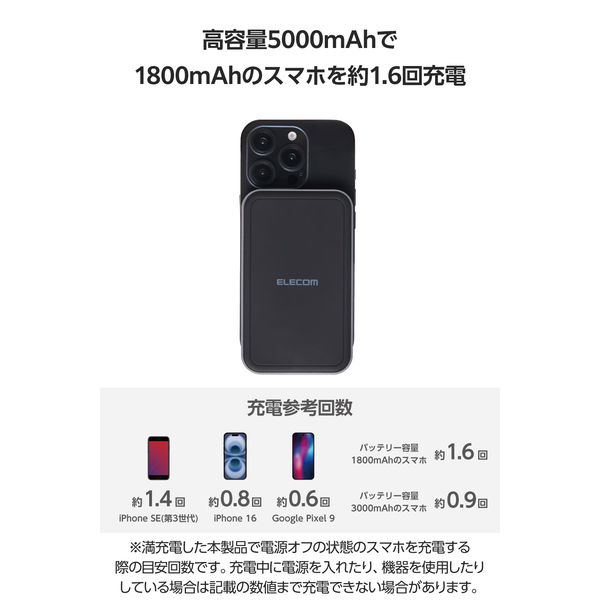 マグネット式モバイルバッテリー 5000mAh Qi2 ワイヤレス