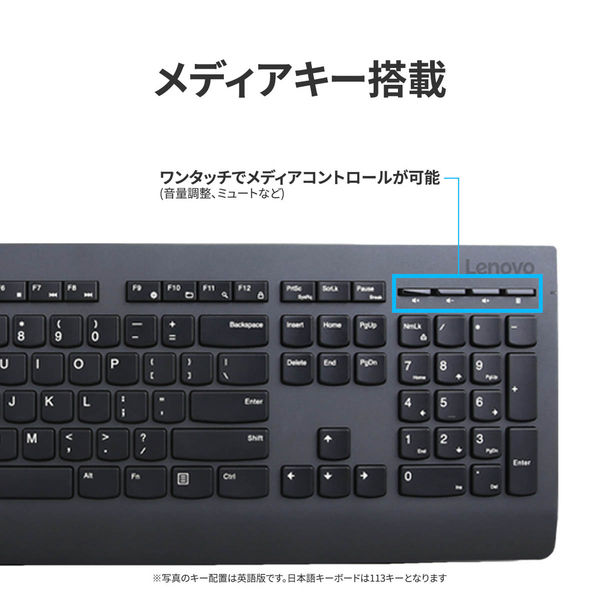 Lenovo プロフェッショナル ワイヤレス キーボード＆マウス ー 日本語 4X30H56817 1台（直送品） - アスクル