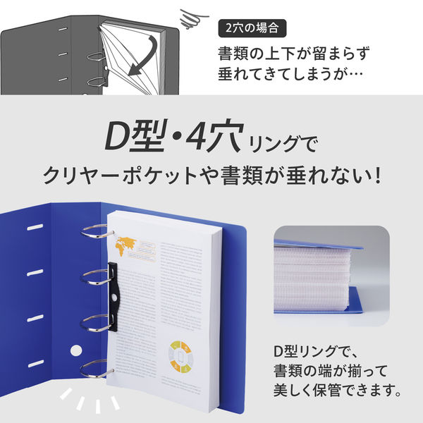 リヒトラブ リクエスト D型リングファイル 4穴 A4 青 コピー用紙750枚