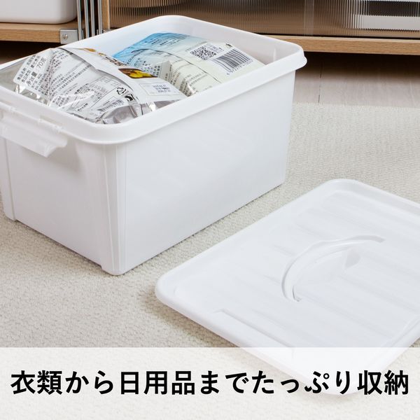 収納ボックス】 ユメミグサ 取っ手付き収納ボックス ホワイト(白)18L
