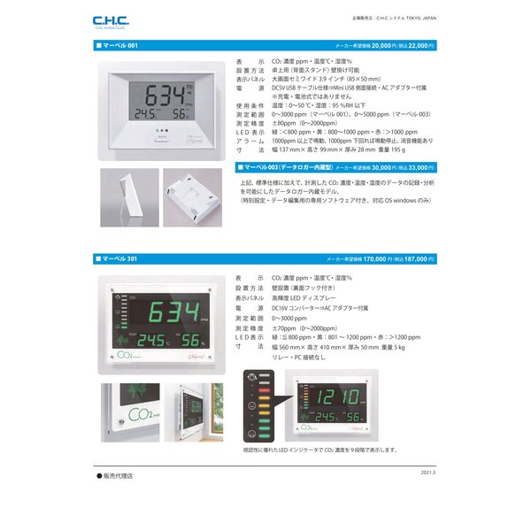 シー・エイチ・シー・システム CO2モニター マーベル001 1台（直送品 