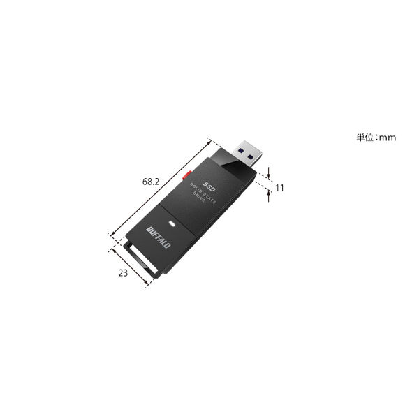 ポータブルSSD 2TB バッファロー 外付け 超小型 Type-Cコネクタ付属