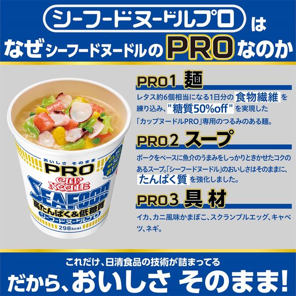 日清食品 カップヌードルPRO 高たんぱく＆低糖質 シーフードヌードル 1セット（12食） - アスクル