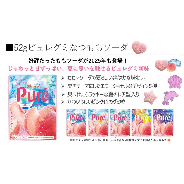 グミ 食べきりサイズ カンロ ピュレグミ なつももソーダ 52g 1セット(1