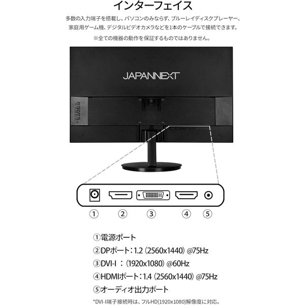 JAPANNEXT 23.8インチ ワイド液晶モニター JNーIPS2380FLWQHDーN