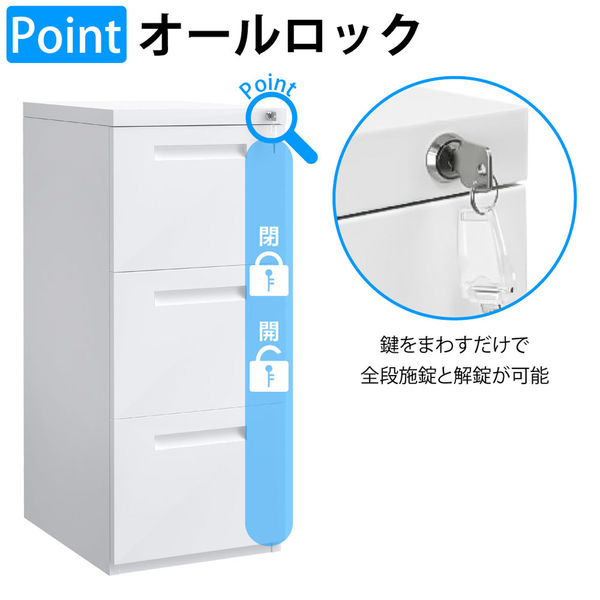 軒先渡し】Y2K ファイリングキャビネット 3段 幅40cm×奥行50cm