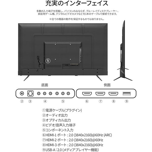 JAPANNEXT 55インチ ワイド 4K液晶ディスプレイ JN-V55UHD-U 1台
