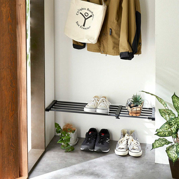 平安伸銅工業 突ぱり強力伸縮棚 小 マットブラック 10個（直送品