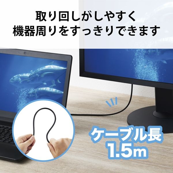 HDMI変換ケーブル HDMI-DVI 1.5m スリム 小型コネクタ シングルリンク