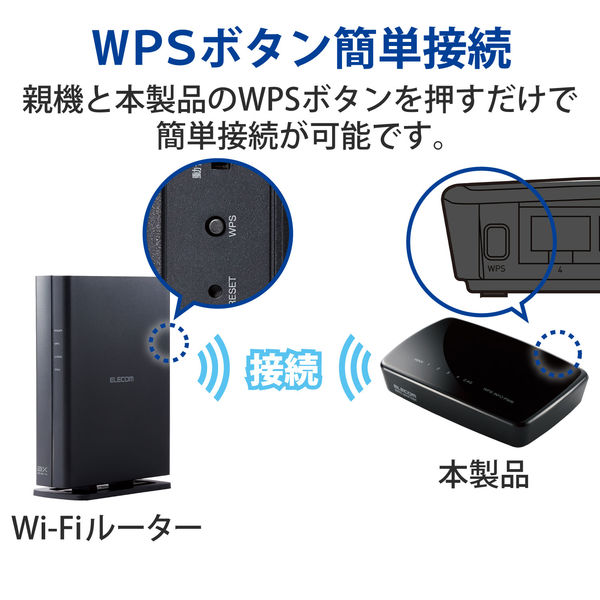 WiFiルーター 無線LAN 中継器 ( 11n ) 300Mbps ACアダプター接続 WRC-300FEBK-R エレコム