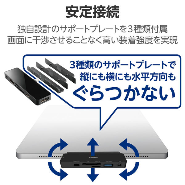 iPad専用 USB Type C ドッキングステーション ハブ 6-in-1 ブラック