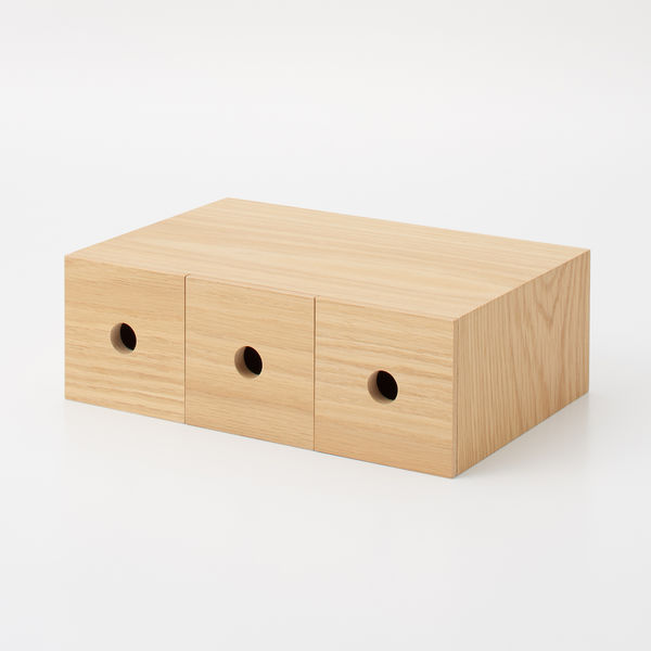 無印良品 木製小物収納3段 約幅8.4ｘ奥行17×高さ25.2cm 1セット（2個） 良品計画 - アスクル