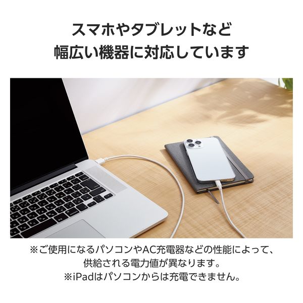 iPhone充電 ライトニングケーブル 0.5m 最大12W 高耐久 白 MPA-UALSEC05WH エレコム 1個