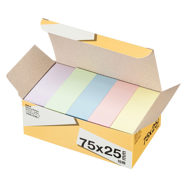 アスクル はたらく ふせん 付箋 75×25mm パステル5色アソート アスクル はたらく ふせん 付箋 75×25mm パステル5色アソート