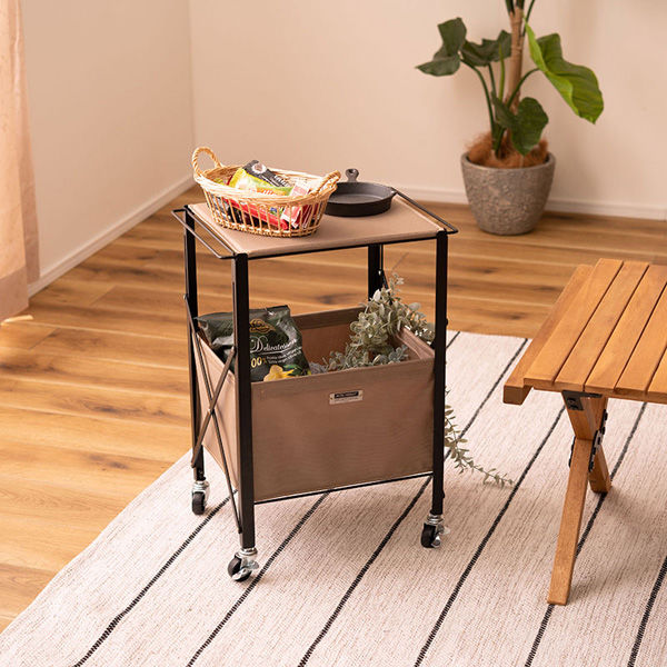 東谷株式会社 フォールディングテーブルワゴン ベージュ MIPー